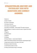 STRAIGHTERLINE ANATOMY AND  PHYSIOLOGY 2026 WITH  QUESTIONS AND CORRECT  ANSWERS