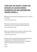 YODER-WISE AND WADDELL LEADING AND MANAGING IN CANADIAN NURSING EXAMINATION TEST 2026 QUESTIONS AND ANSWERS GRADED A&plus;