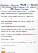 Respiratory Assessment &sol; NUFT 204 &sol; EXAM  3 Questions with Correct Answers &vert; Updated  &lpar;100&percnt; Correct Answers&rpar;