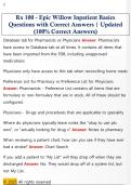 Rx 100 - Epic Willow Inpatient Basics  Questions with Correct Answers &vert; Updated  &lpar;100&percnt; Correct Answers&rpar; 