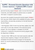SAPPC - Personnel Security Questions with  Correct Answers &vert; Updated &lpar;100&percnt; Correct  Answers&rpar;