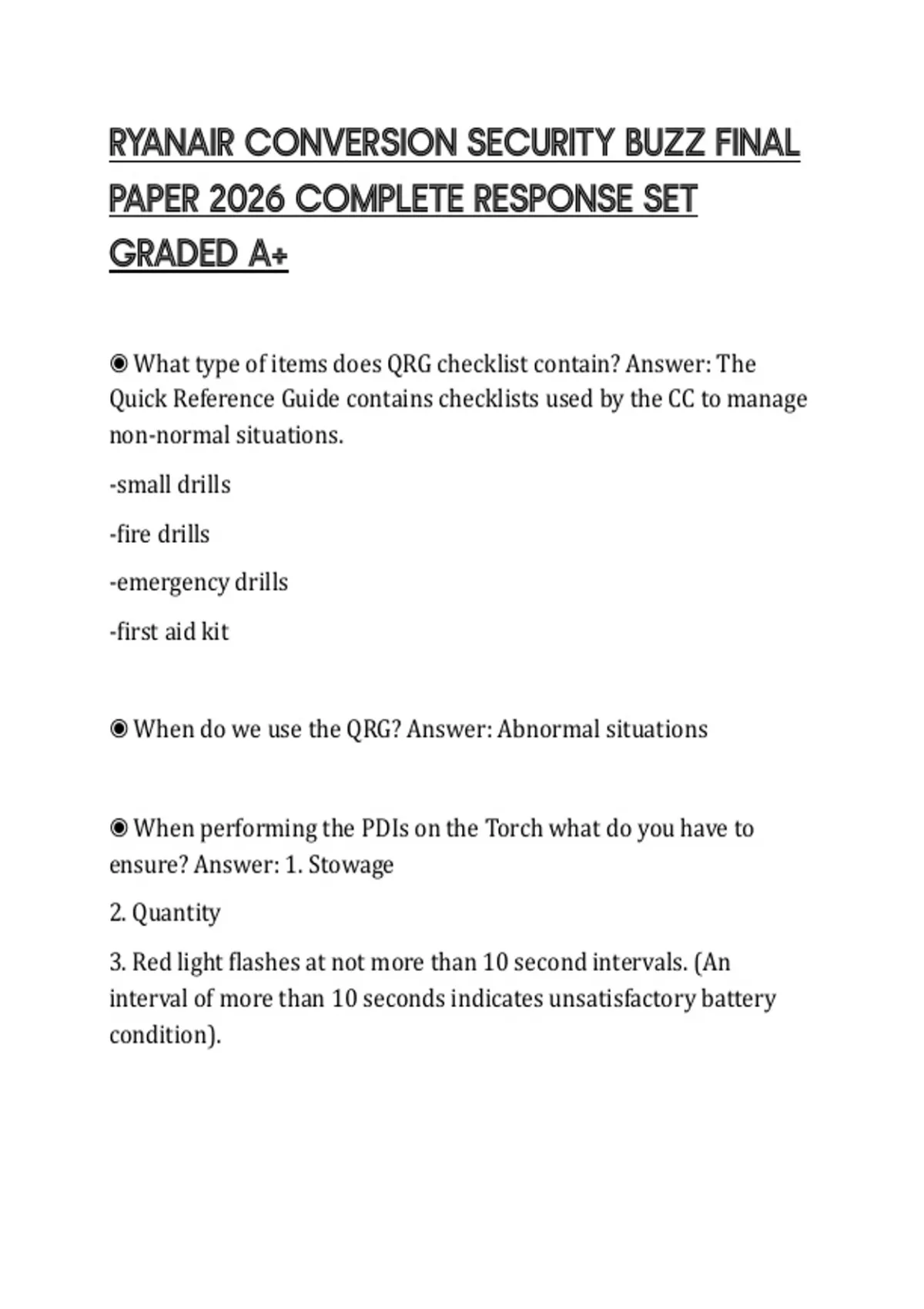 RYANAIR CONVERSION SECURITY BUZZ FINAL PAPER 2026 COMPLETE RESPONSE SET ...