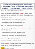 Security Program Integration Professional  Certification &lpar;SPIPC&rpar; Questions with Correct  Answers &vert; Updated &lpar;100&percnt; Correct Answers&rpar; 
