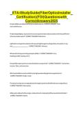 ETA-I Study Guide &lpar;Fiber Optics Installer Certification&rpar; &lpar;FOI&rpar; Questions with Correct Answers