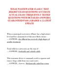 TEXAS WASTEWATER CLASS C TEST  2026&sol;2027 EXAM QUESTIONS ACCURATE  ACTUAL EXAM &sol; FREQUENTLY TESTED  QUESTIONS WITH DETAILED ANSWERS &vert;  GUARANTEED PASS &vert; GRADED A &vert; LATEST  UPDATE