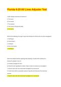 Florida 6-20 All Lines Adjuster Test &vert; Converted Verified Questions & Answers 2025&ndash;2026