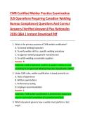 CWB Certified Welder Practice Examination  &lpar;US Operations Requiring Canadian Welding  Bureau Compliance&rpar; Questions And Correct  Answers &lpar;Verified Answers&rpar; Plus Rationales  2026 Q&A &vert; Instant Download Pdf 