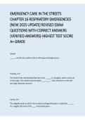 Emergency Care in the Streets &ndash; Chapter 16&colon; Respiratory Emergencies &vert; New 2025 Verified Questions & Answers