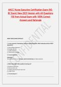 ANCC Nurse Executive Certification Exam &lpar;NEBC Exam&rpar; New 2025 Version with All Questions 150 from Actual Exam with 100&percnt; Correct Answers and Rationale