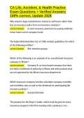 CA Life&comma; Accident&comma; & Health Practice Exam Questions &plus; Verified Answers 100- correct&comma; Update 2026&period;docx