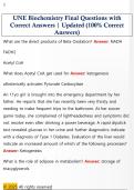 UNE Biochemistry Final Questions with  Correct Answers &vert; Updated &lpar;100&percnt; Correct  Answers&rpar;