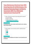 Texas Maintenance Electrician Exam With Actual Questions & Verified Answers&comma; Plus Explained Rationales&sol;Expert Verified For Guaranteed 100&percnt; Pass 2026&sol;Latest Update&sol;Instant Download Pdf