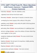 UTA A&P I&colon; Final Exam Dr&period; Henry Questions  with Correct Answers &vert; Updated &lpar;100&percnt;  Correct Answers&rpar;
