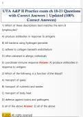 UTA A&P II Practice exam ch 18-21 Questions  with Correct Answers &vert; Updated &lpar;100&percnt;  Correct Answers&rpar;