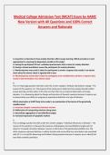 Medical College Admission Test &lpar;MCAT&rpar; Exam by AAMC New Version with All Questions and 100&percnt; Correct Answers and Rationale