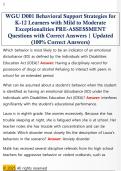 WGU D001 Behavioral Support Strategies for  K-12 Learners with Mild to Moderate  Exceptionalities PRE-ASSESSMENT  Questions with Correct Answers &vert; Updated  &lpar;100&percnt; Correct Answers&rpar;