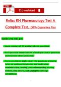 Relias RN Pharmacology Test A  Complete Test&comma; 100&percnt; Guarantee Pass 