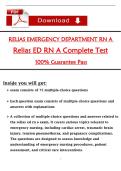 RELIAS EMERGENCY DEPARTMENT RN A   Relias ED RN A Complete Test  100&percnt; Guarantee Pass