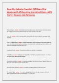 Securities Industry Essentials &lpar;SIE&rpar; Exam New Version with All Questions from Actual Exam&comma; 100&percnt; Correct Answers and Rationales