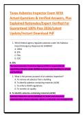 Texas Asbestos Inspector Exam With Actual Questions & Verified Answers&comma; Plus Explained Rationales&sol;Expert Verified For Guaranteed 100&percnt; Pass 2026&sol;Latest Update&sol;Instant Download Pdf