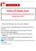 NASM CES Retake Exam  This Exam features&colon; 100 Multiple Choices Questions & Answers  Passing Score is 95&percnt;