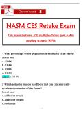 NASM CES Retake Exam  This exam features&colon; 100 multiple-choice ques & Ans  passing score is 95&percnt; 