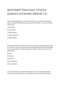 Adult Health Theory Exam 1 &vert; Practice Questions & Answers Modules 1&ndash;3 Converted Verified