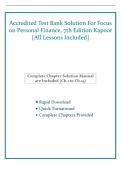 Accredited Test Bank Solution For Focus on Personal Finance&comma; 7th Edition Kapoor &lbrack;All Lessons Included&rsqb;