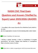 NASM CNC Final Exam  Questions and Answers &lpar;Verified by  Expert&rpar; Latest 2025&sol;2026 GRADED  A&plus;