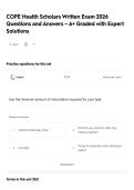 COPE Health Scholars Written Exam 2026 Questions and Answers &ndash; A&plus; Graded with Expert Solutions