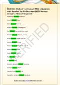 BIOD 103 Medical Terminology Mod 1 Questions  with Detailed Verified Answers &lpar;100&percnt; Correct  Answers&rpar; &sol;Already Graded A&plus;