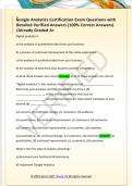 Google Analytics Certification Exam Questions with  Detailed Verified Answers &lpar;100&percnt; Correct Answers&rpar;  &sol;Already Graded A&plus;