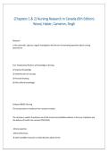 Nursing Research in Canada 6th Edition &vert; Chapters 1 & 2 Verified Questions & Answers