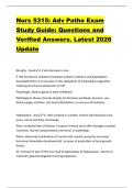 Nurs 5315&colon; Adv Patho Exam  Study Guide&colon; Questions and  Verified Answers&period; Latest 2026  Update 
