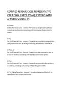 CERTIFIED REVENUE CYCLE REPRESENTATIVE CRCR FINAL PAPER 2026 QUESTIONS WITH ANSWERS GRADED A