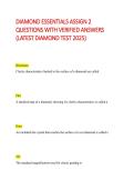 Diamond Essentials Assignment 2 &vert; Questions with Verified Answers