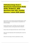 Pathophysiology Exam 1  Rasmussen Actual Exam Study  Guide&period; Graded A&plus;&period; With  Questions And 100&percnt; Verified  Answers&period; Latest 2026 Update 
