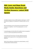 QAL Laws and Regs Exam  Study Guide&colon; Questions and  Verified Answers&period; Latest 2026  Update 