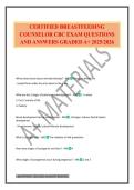 CERTIFIED BREASTFEEDING COUNSELOR CBC EXAM QUESTIONS AND ANSWERS GRADED A&plus; 2025&sol;2026