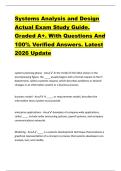 Systems Analysis and Design  Actual Exam Study Guide&period;  Graded A&plus;&period; With Questions And  100&percnt; Verified Answers&period; Latest  2026 Update 