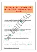 CERTIFIED TRAVEL AGENT EXAM QUESTIONS AND ANSWERS GRADED A&plus; 2025&sol;2026
