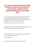 ATI Capstone Mental Health Exam 2025 &vert; Converted Verified Questions & Answers