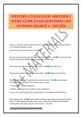 WESTERN CIVILIZATION MIDTERM 1 STUDY GUIDE EXAM QUESTIONS AND ANSWERS GRADED A&plus; 2025&sol;2026WESTERN CIVILIZATION MIDTERM 1 STUDY GUIDE EXAM QUESTIONS AND ANSWERS GRADED A&plus; 2025&sol;2026