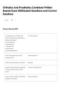 Orthotics And Prosthetics Combined Written Boards Exam 2026&vert;Latest Questions And Correct Solutions