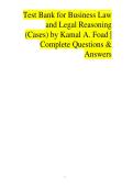  Test Bank for Business Law and Legal Reasoning &lpar;Cases&rpar; by Kamal A&period; Foad 