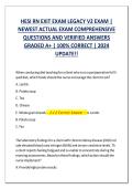 HESI RN EXIT EXAM LEGACY V2 EXAM &vert; NEWEST ACTUAL EXAM COMPREHENSIVE QUESTIONS AND VERIFIED ANSWERS GRADED A&plus; &vert; 100&percnt; CORRECT &vert; 2024 UPDATE&excl;&excl;