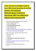 Texas Commercial Building Inspector Exam With Actual Questions & Verified Answers&comma; Plus Explained Rationales&sol;Expert Verified For Guaranteed 100&percnt; Pass 2026&sol;Latest Update&sol;Instant Download Pdf