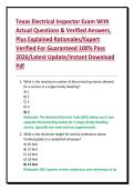 Texas Electrical Inspector Exam With Actual Questions & Verified Answers&comma; Plus Explained Rationales&sol;Expert Verified For Guaranteed 100&percnt; Pass 2026&sol;Latest Update&sol;Instant Download Pdf