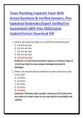 Texas Plumbing Inspector Exam With Actual Questions & Verified Answers&comma; Plus Explained Rationales&sol;Expert Verified For Guaranteed 100&percnt; Pass 2026&sol;Latest Update&sol;Instant Download Pdf