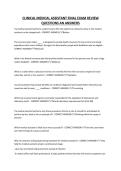 CLINICAL MEDICAL ASSISTANT FINAL EXAM REVIEW QUESTIONS AN ANSWERS